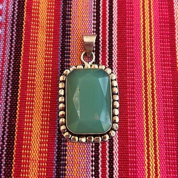 Artisan Jewelry - FIRM ~ NEW Large Aqua Chalcedony & Sterling Silver Pendant
